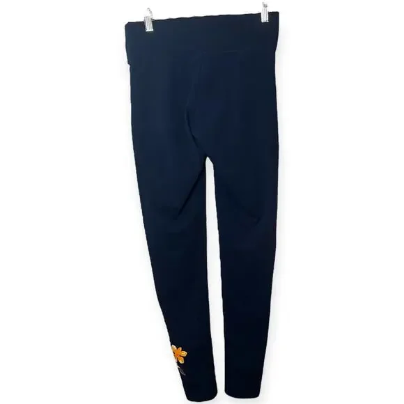 NWOT PINK Bling Sequin Floral Yoga Leggings Navy Blue Cotton Comfy Size Small - Picture 4 of 8